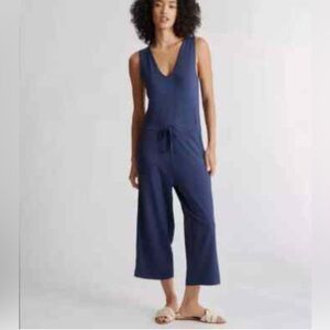 QUINCE Navy French Terry Jumpsuit